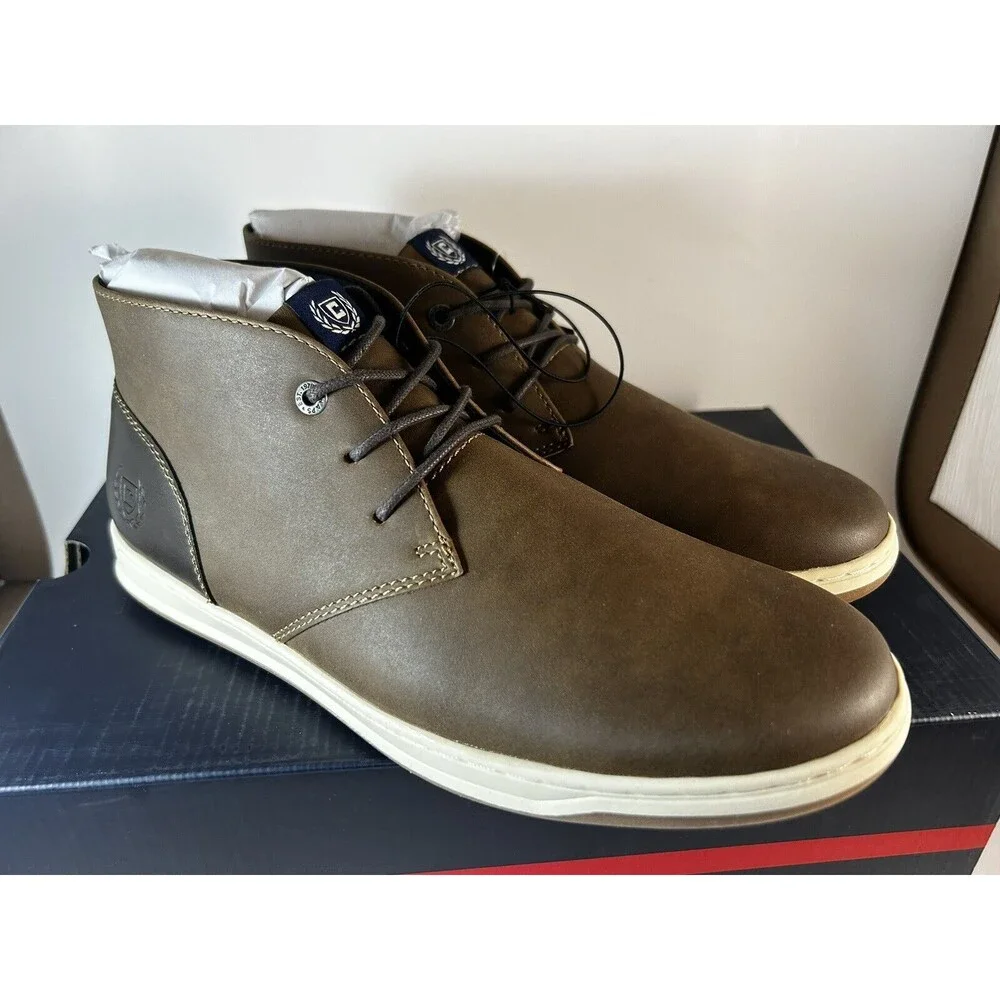 NEW! Men's Chaps Chukka Ankle Boots Lug Sole Brown Memory Foam US Size 10